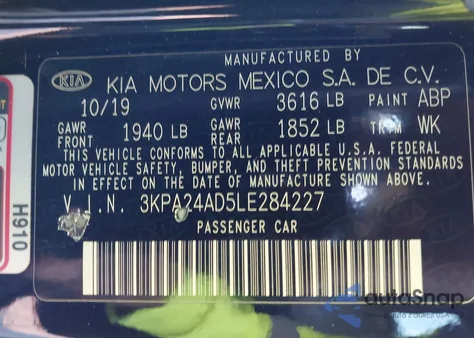 2020 Kia Rio Lx из США, поврежденный, VIN 3KPA24AD5LE284227